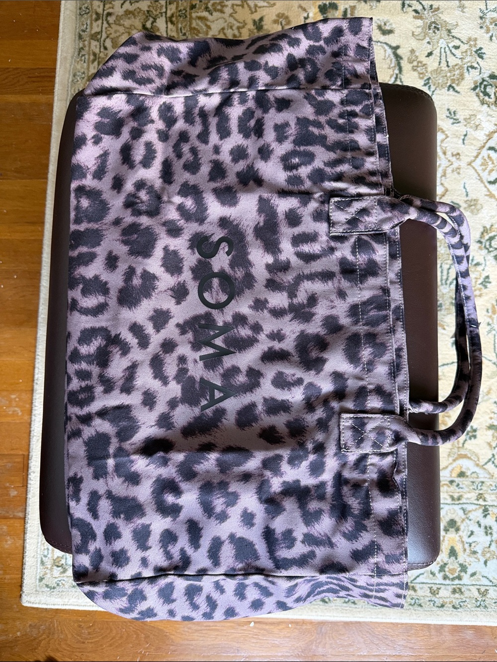 Soma Lilac and Black Leopard Print Tote